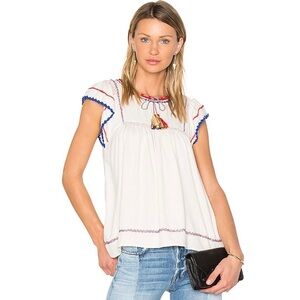 Ulla Johnson Katya Crochet-trimmed Embroidered Silk-noil Blouse In Natural NWT